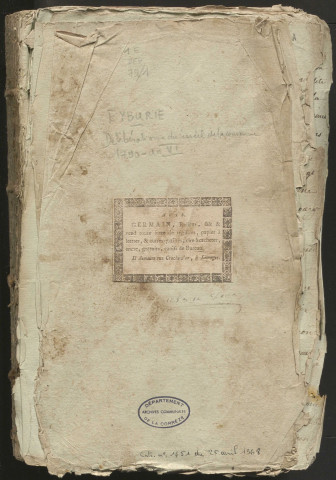 Délibérations du conseil municipal. 08 janvier 1790-1er janvier 1798