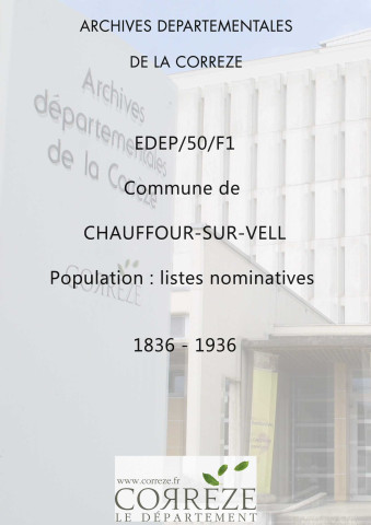 Population : listes nominatives (1836-1936) ; mouvements de population (1891-1894).
