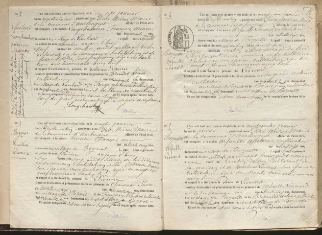 Naissances, mariages, décès (1883-1892)