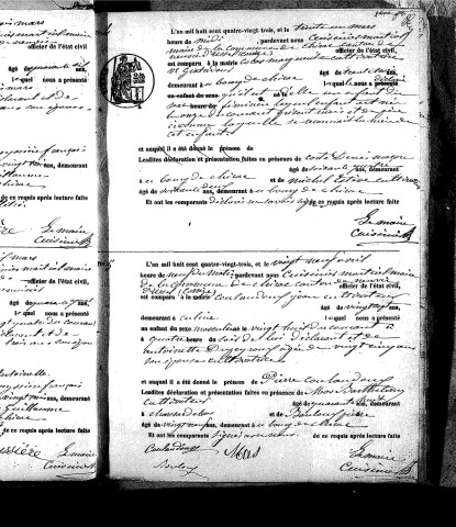 Naissances, mariages, décès (1883-1892)