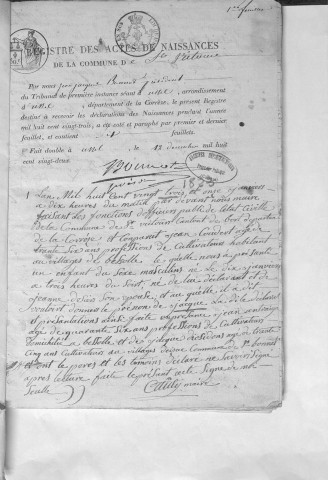 Naissances, mariages, décès (1823-1832)