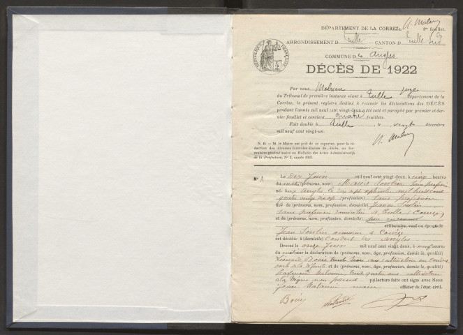 Décès (1922-1932).