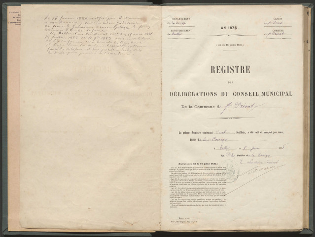 Délibérations du conseil municipal. 21 juillet 1878-14 août 1887