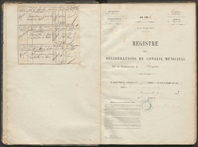 Délibérations du conseil municipal. 24 mai 1874-15 février 1885