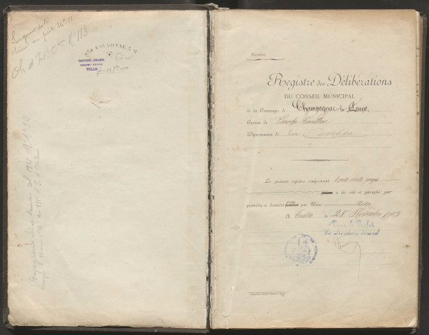 Délibérations du conseil municipal. 10 janvier 1904-23 mars 1927