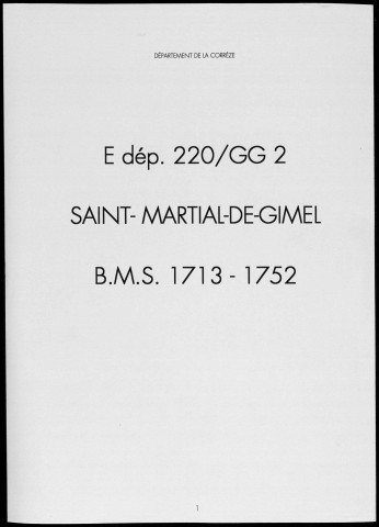 Baptêmes, mariages, sépultures (1713-1752)