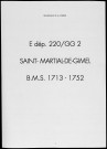 Baptêmes, mariages, sépultures (1713-1752)