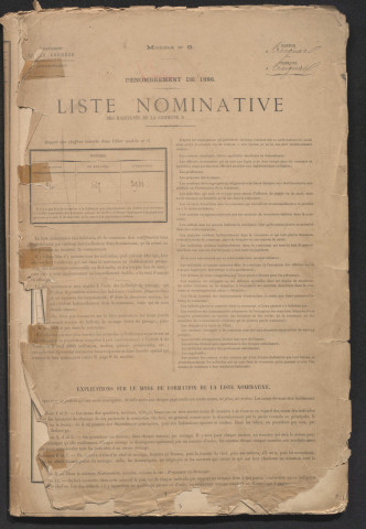 Population : listes nominatives. 1886-1962