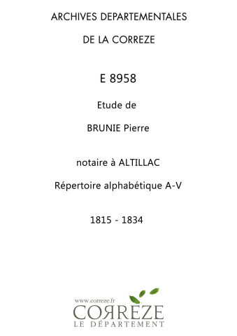 Répertoire alphabétique : A-V