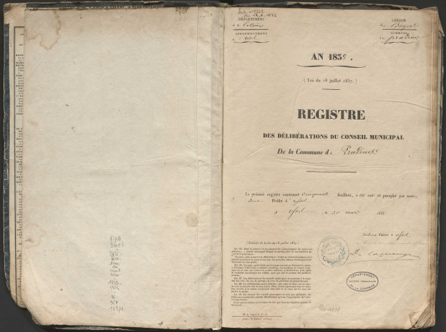 Délibérations du conseil municipal. 19 mai 1839-25 décembre 1876