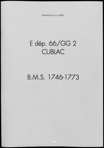 Baptêmes, mariages, sépultures (1746-1773)