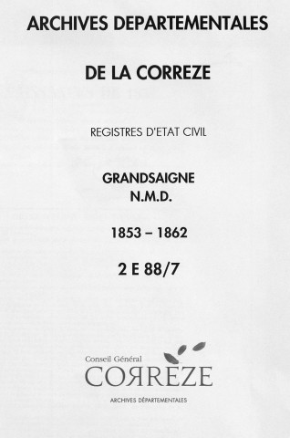 Naissances, mariages, décès (1853-1862)