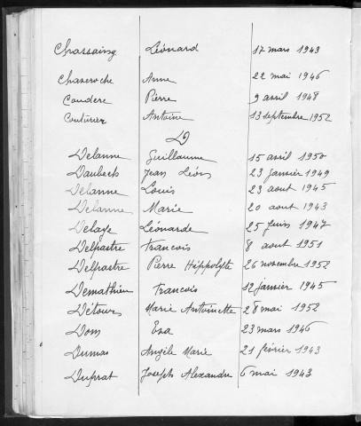 Tables décennales des décès (1943-1952)