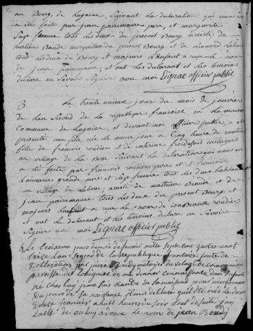 Naissances, mariages, décès (1793-1798)