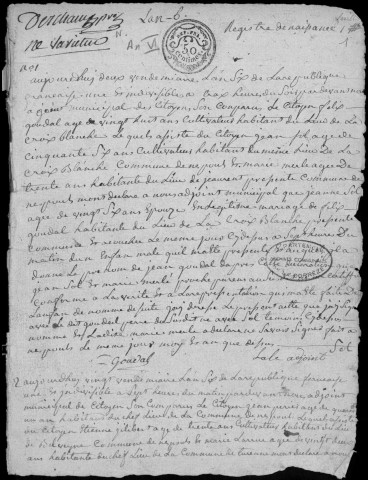 Naissances, mariages, décès (1798-1802)