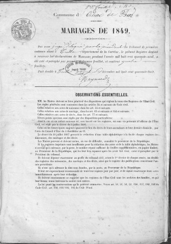 Mariages (1849-1868)