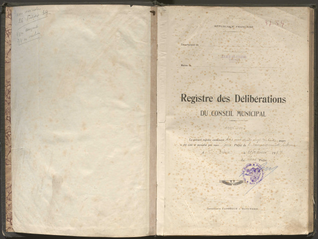 Délibérations du conseil municipal. 05 juillet 1937-08 août 1954