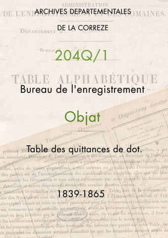 Table des quittances de dot