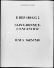 Baptêmes, mariages, sépultures (1682-1749)