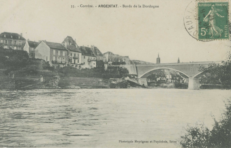 Argentat : "35. - Corrèze. - Argentat. - Bords de la Dordogne".