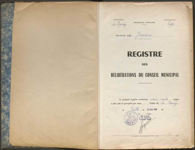 Délibérations du conseil municipal. 28 février 1965-30 mars 1996