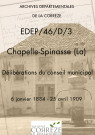 Délibérations du conseil municipal. 06 janvier 1884-25 avril 1909