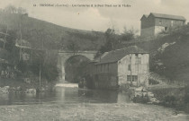 Treignac : "44 - Treignac (Corrèze) - Les carderies et le pont Finot sur la Vézère".