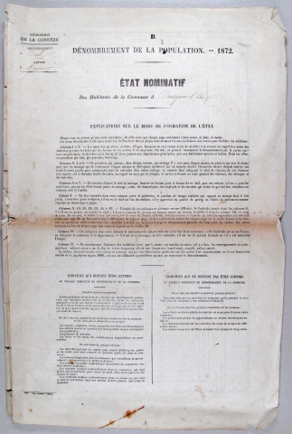 Population : listes nominatives (1872-1936), mouvements de population (1888-1896).