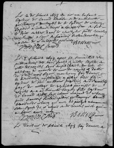 Baptêmes, mariages, sépultures (1673-1762)
