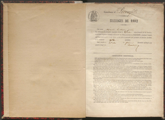 Mariages (1882-1902)