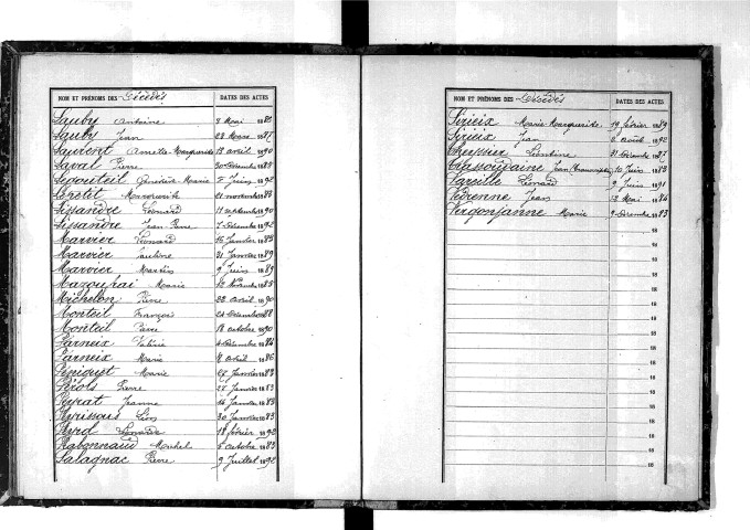 Tables décennales des décès (1883-1892)