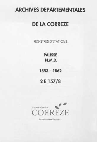 Naissances, mariages, décès (1853-1862)