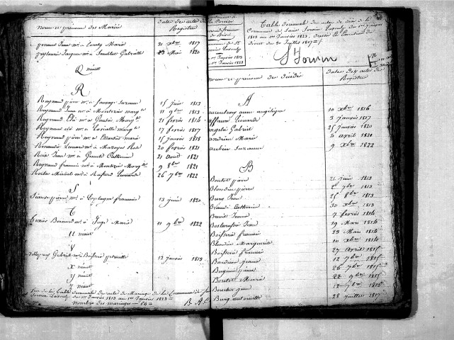 Tables décennales des décès (1813-1822)