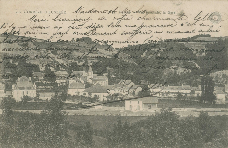 Forgès : "La Corrèze illustrée - 41. Forgès - Vue générale, la gare". Vue de la gare en construction.