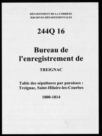 Paroisses de Treignac, Saint-Hilaire-les-Courbes