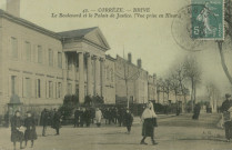 Brive-la-Gaillarde : "42. - Corrèze. - Brive - Le boulevard et le palais de justice. (Vue prise en hiver)".