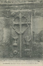 Chamberet : "Chamberet (Corrèze) - Pierre sculptée sur la façade de l'église".