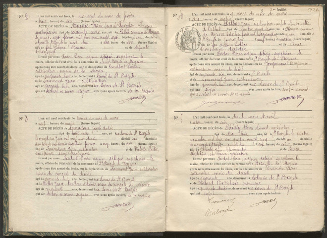 Décès (1903-1932).