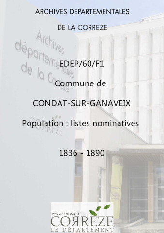 Population : listes nominatives (1836-1886), mouvements de population (1888-1890).