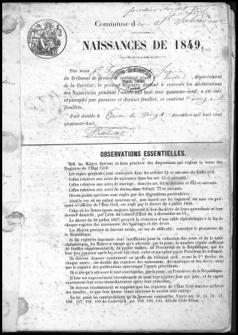 Naissances (1849-1868)