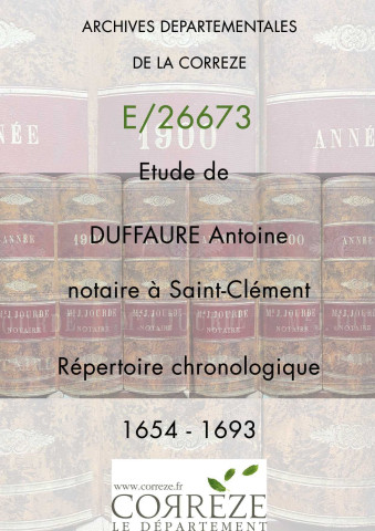Répertoire chronologique : 1654-1693