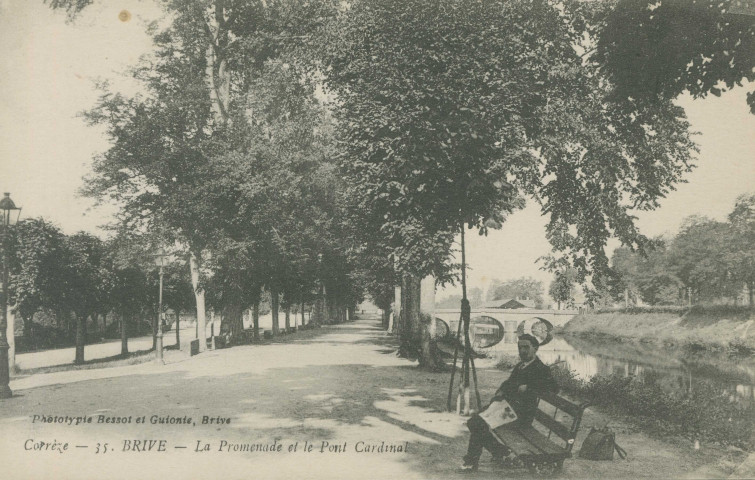 Brive-la-Gaillarde : "Corrèze - 35. Brive - La promenade et le pont Cardinal".