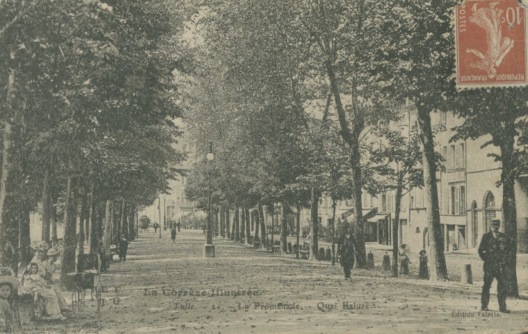 Tulle : "La Corrèze illustrée - Tulle. - 21. - La promenade. - Quai Baluze.".