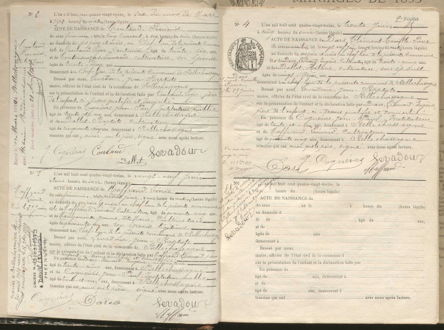 Naissances, mariages, décès (1893-1902)