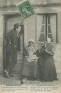 Folklore (scènes de) : "56 - En Corrèze - La causette des amoureux - Voyons, Jean, ne raconte pas de bêtises, tu fais piquer un fard à ta prétendue ; son sang devient tout rouge.". texte en limousin.