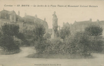 Brive-la-Gaillarde : "Corrèze - 49. Brive - Le jardin de la place Thiers et monument colonel Germain".