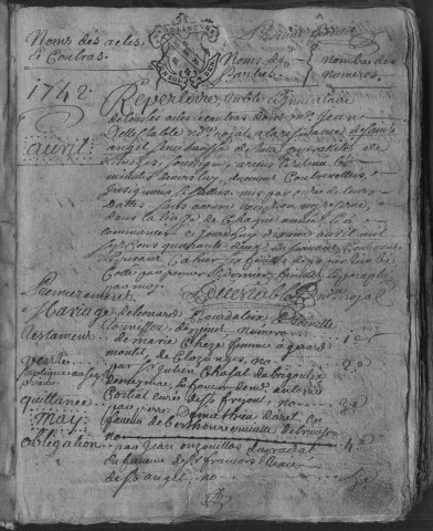 Répertoire chronologique : 10 avril 1742-29 décembre 1766