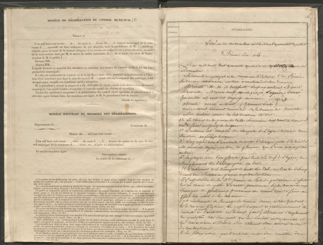 Délibérations du conseil municipal. 14 novembre 1844-26 mars 1854