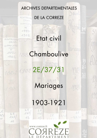 Mariages (1903-1921).