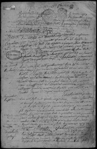 Baptêmes, mariages, sépultures (1783-1792)